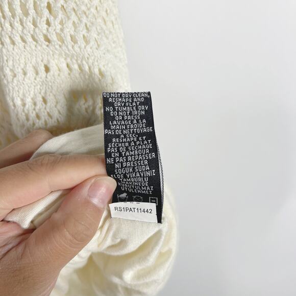 Tibi Medium M Cream Crochet Sleeveless Blouson Drop Waist Dress Tank Liner Scoop - Picture 10 of 11